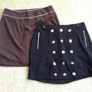 Two Athletic Tennis/Golf Skorts Brown Polka -Black